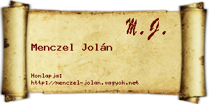 Menczel Jolán névjegykártya
