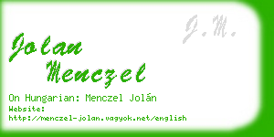 jolan menczel business card